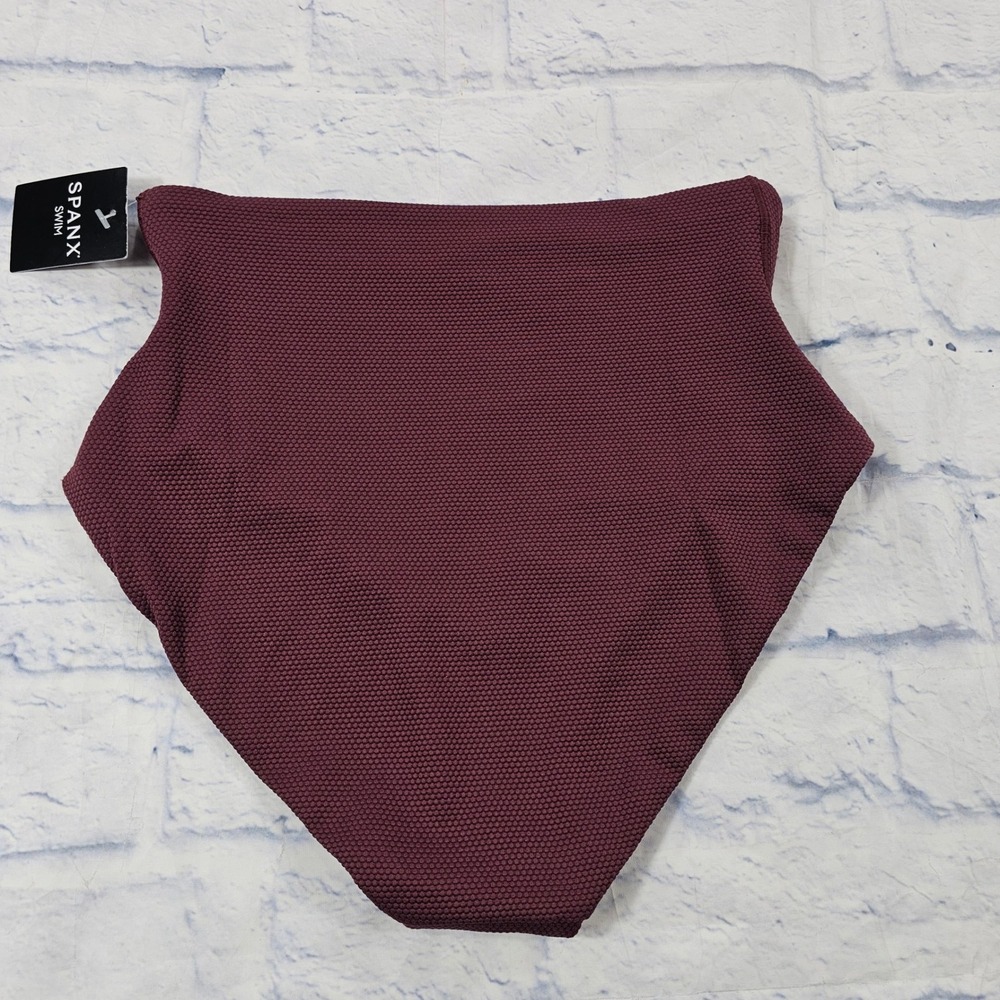 Spanx Shaping Ultra Hi-Rise Cheeky Swim Bottoms Women S Mulberry Textured 50673R - Picture 9 of 11